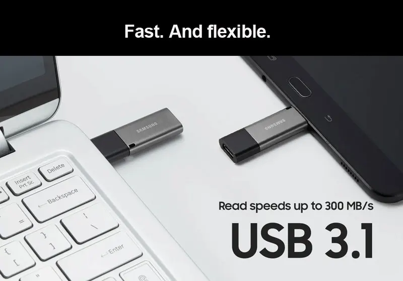 SAMSUNG USB3.1 флеш-накопитель DUO Plus 32 Гб 64 Гб 128 ГБ 256 ГБ флеш-накопитель Тип C/Тип-а двойной интерфейс флешки карта памяти OTG