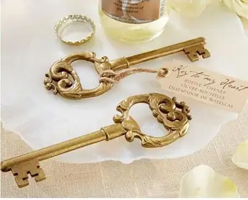 

100 pcs/lot wedding favor and giveaways for guest--Top Quality party favor gift "Key to My Heart" Antique Bottle Opener souvenir