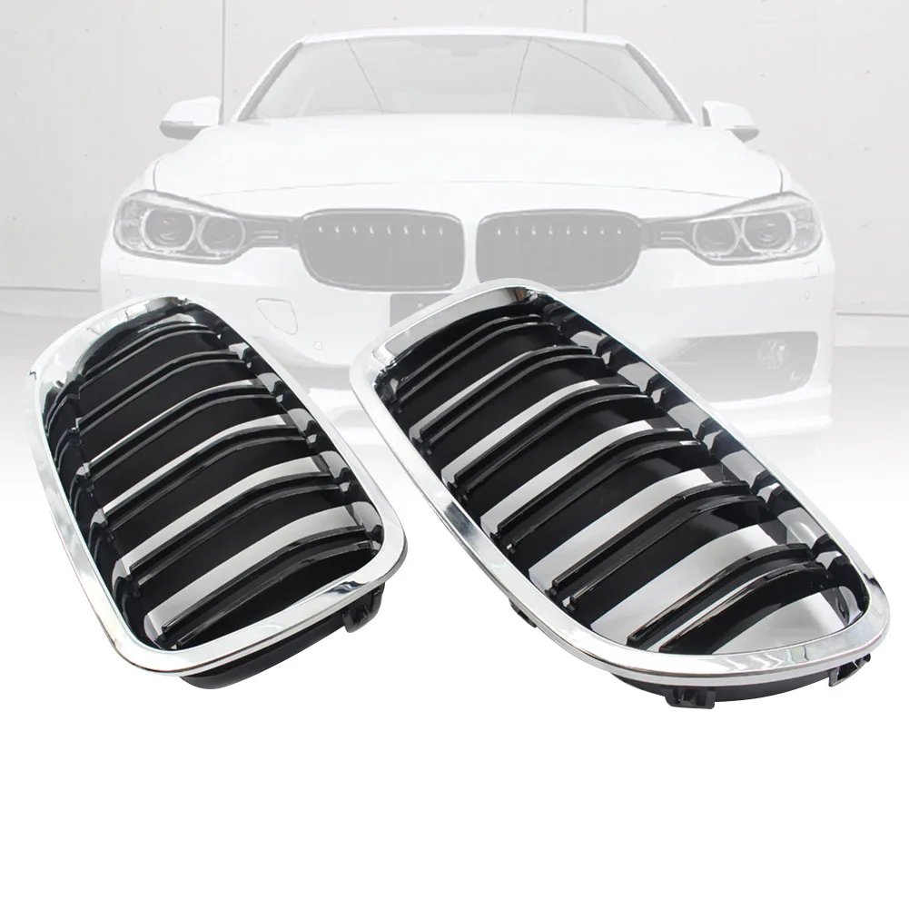 2 предмета хром двойной плавник Передняя решетка гриль капот нос для BMW F10 F11 5 2010- стайлинга автомобилей
