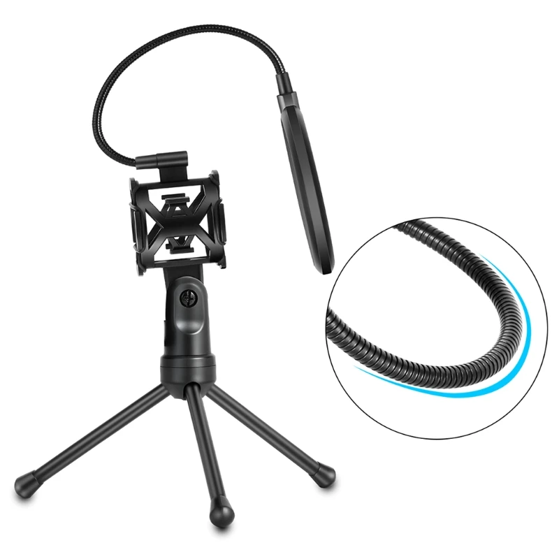 Universal Microphone Stand Foldable Desktop Tripod Mic Stand Shock Mount Portable Gooseneck Microphone Holder Bracket microphone stand microphone shock mount microphone mount clamp
