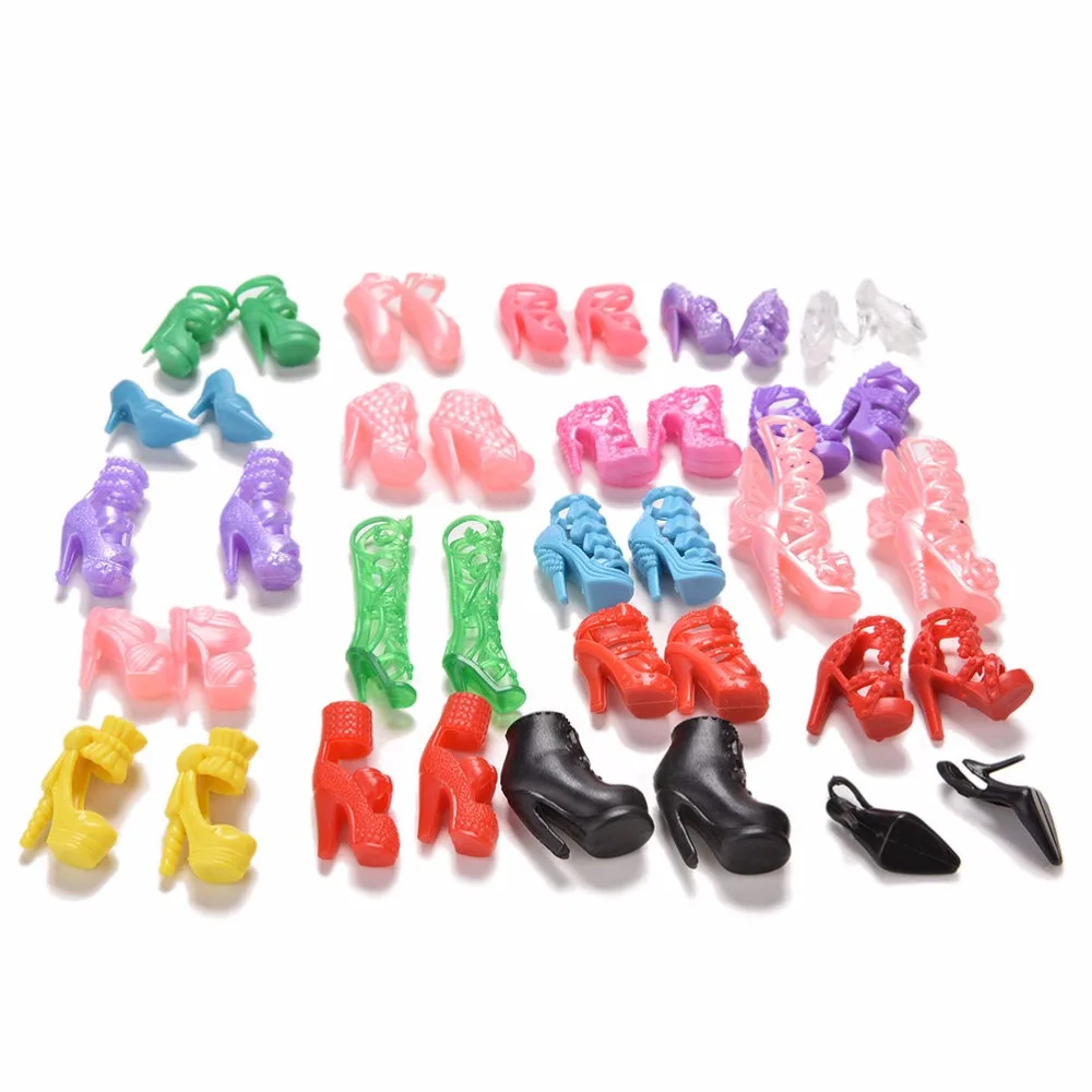 

Mix Colors Styles 20 Pair Wholesale Dolls Accessories High Heel Sandals Shoes for Plastic Doll Shoes DIY Children Toys