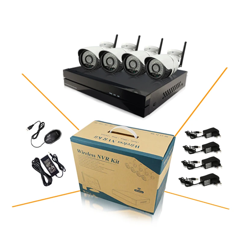  4ch 960P 1.3MP Wireless Wifi IP Camera Kit 36IR Night Security Network P2P with 8ch NVR Onvif Private Protocol CCTV System 