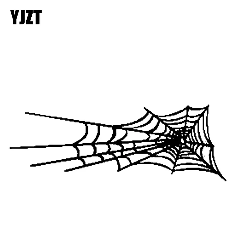 YJZT 15.3CM*5.5CM Vinyl Decal Spider Web Cobweb Decal Car Sticker Black/Silver C19-0197