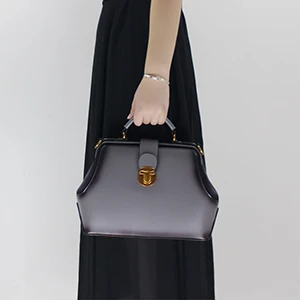 Европейская Женская каркасная сумка, женская сумка на ремне из натуральной кожи, Женская Офисная сумка, простая сумка через плечо - Цвет: Серый