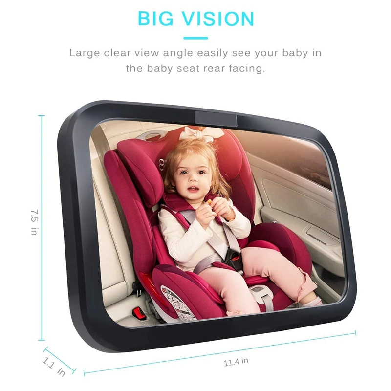 Зеркало для детского автомобиля, безопасное детское сидение зеркало для заднего вида младенца с широким кристально чистым видом, небьющееся, полностью собранное, Cr