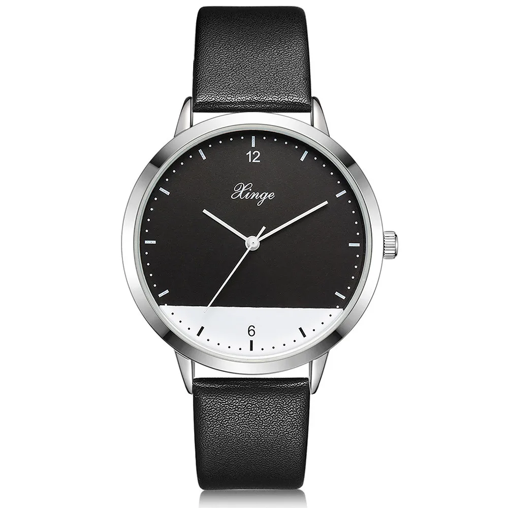 

Men's casual watch 2018 simple scale black & white dial quartz alloy pu polyurethane watch luxe horloge mannen automatic A70