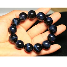 Скидка высокое качество AAAAA бусы из синего тигрового глаза Камень Стрейч мужской браслет Круглый с большими бусинами 14-16 мм