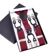 Мужские подтяжки кожаные подтяжки мужские брюки 6 Клипов Взрослые Подтяжки tirantes Hombre Bretelles нежные