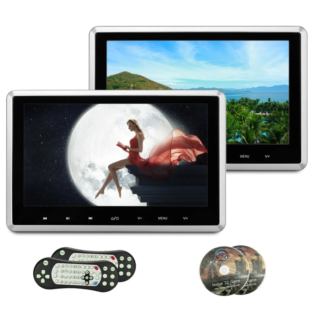 

Pumpkin 2PCS/LOT Car Headrest DVD Player HD Digital TFT Screen Car Monitor 1024*600 Resolution HDMI USB Port Support 1080P Video