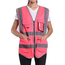 Pink Safety Vest Women High Visibility Work Clothes Uniforms With Pockets(China) Pink Safety Vest Women High Visibility Work Clothes Uniforms With Pockets(China)