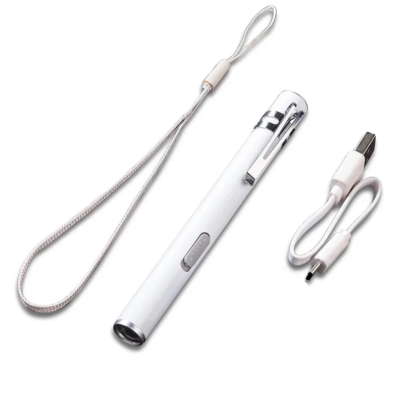 

LED 3W USB Portable Torch White Medical Pupil Mouth Exam Pen Light Rechargeable Home Emergency Travel Emergency Lighting