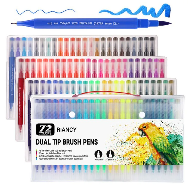

100PCS Colors FineLiner Drawing Painting Watercolor Art Marker Pens Dual Tip Brush Pen School Art Supplies