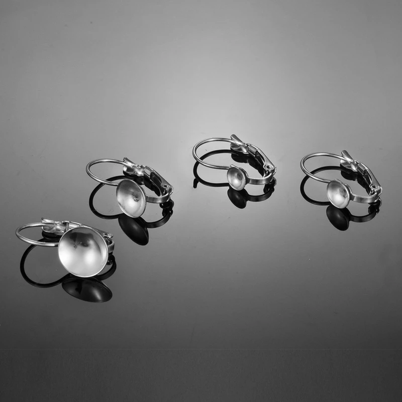 

FUNIQUE 10PCs Stainless Steel Stud Earrings Round Tray Base Fit Cabochon DIY Earring Findings Components Ear Clip Jewelry