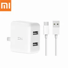 Xiaomi ZMI быстрое зарядное устройство QC3.0 5 V/3.6A dual USB с Тип type-C для быстрой зарядки 100 V-240 V для IOS и Android телефон H30