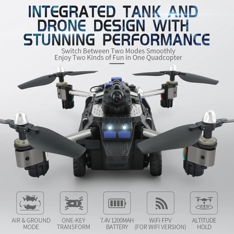 

JJRC H40WH WIFI FPV RC Drone with Camera Quadcopter Air-Ground Mode 2 in 1 Integrated Tank Modeling Design Performance Copter