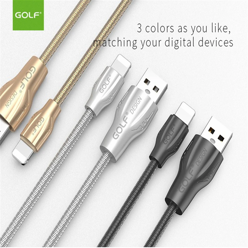 GOLF 1 м металлическая спиральная труба 2.4A Быстрая зарядка USB синхронизации данных зарядное устройство кабель для iPhone 6 6 S 7 8 Plus X XR XS 5 5s iPad Air 2 mini 2