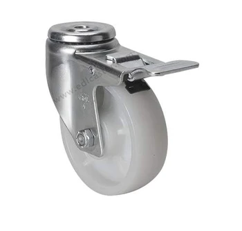 

1PC EDL Medium Duty 4 Inch Casters Wheels 130Kg Nylon Wheels Castors Bolt Hole Dual Brake Locking Roller Industrial for trolley