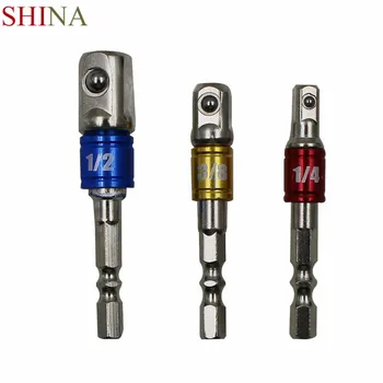 

SHINA 3Pcs 1/4&quot 3/8&quot 1/2&quot Hex Shank Nut Driver Drill Bit Set Screwdriver Power Extension Bar Drill Adapter