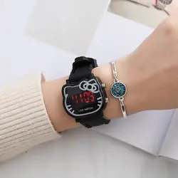 2019 hello kitty мультфильм часы Малыш обувь для девочек кожа ремни наручные часы детей Hellokitty кварцевые часы милые Montre Enfant