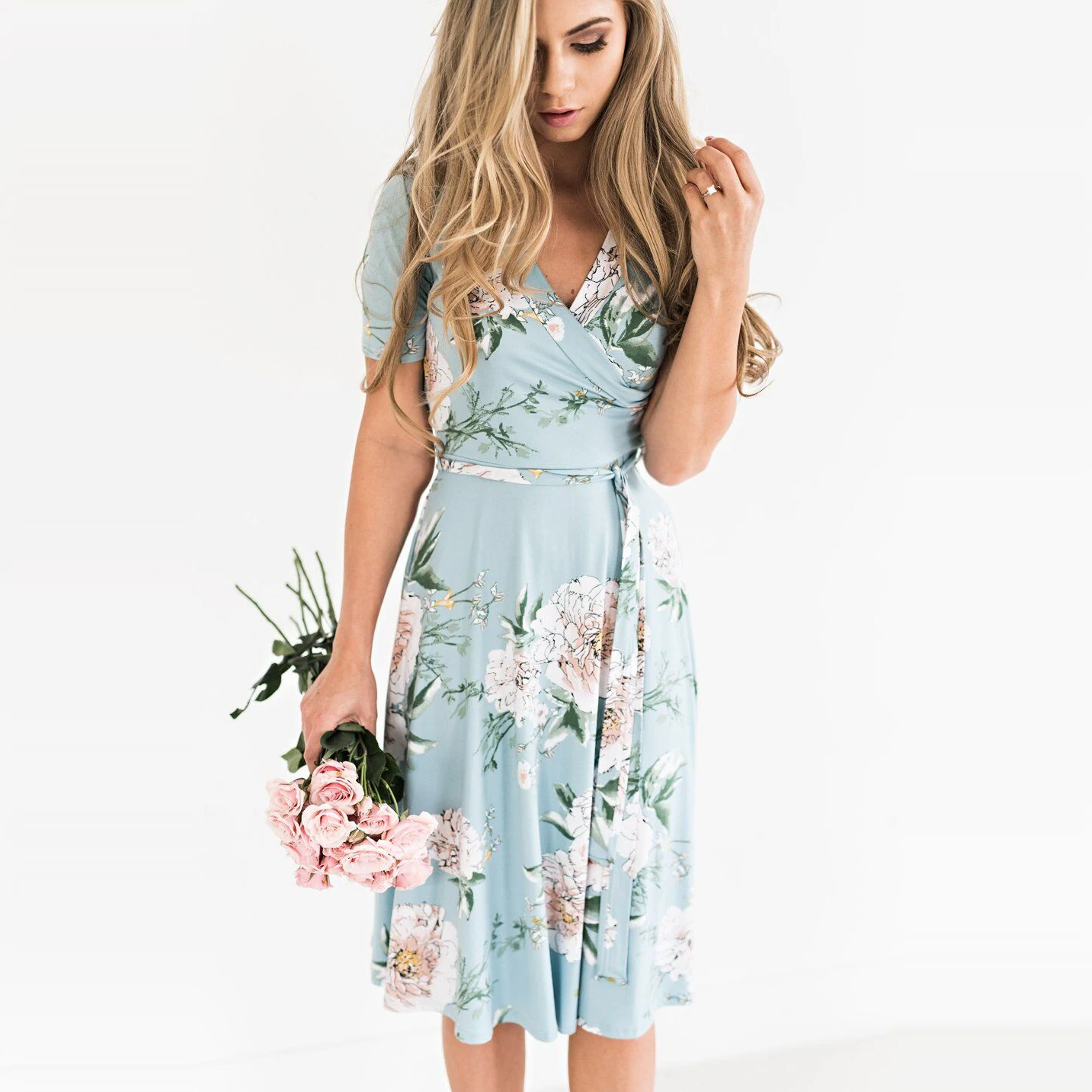 Frauen Sommer Boho Strand Цветочные Sommerkleid Elegante Abend вечерние Kleid Плайя урлауб Kurzarm su Reise vestido |