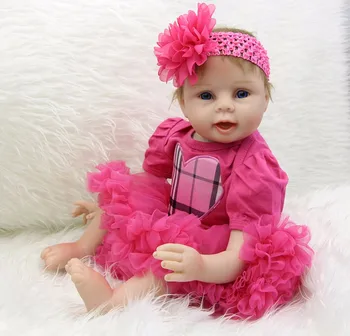 

55cm 22inch Baby Doll Reborn Soft Silicone lifelike real touch cotton body cute white skin Body birthday gifts Doll for sale