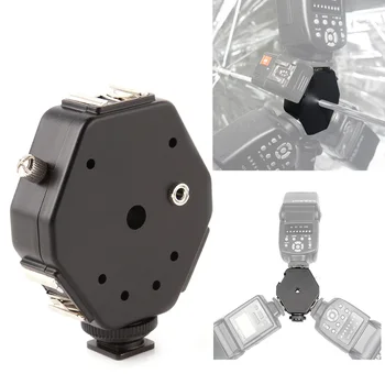 

Triple 3-Head Hot Shoe 3in1 Speedlite Flash Light Holder Bracket w/ Trigger Slot