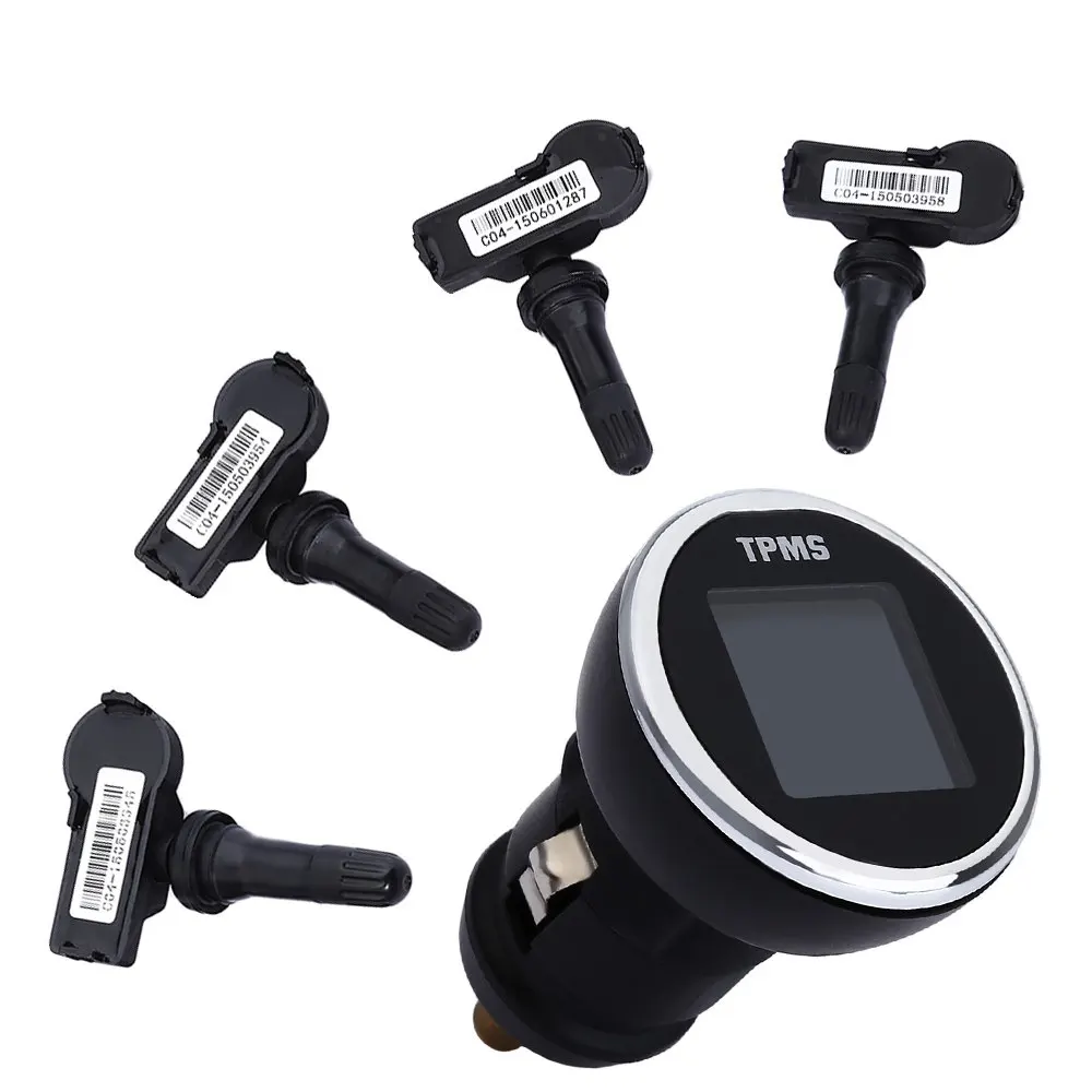 

Universal Car Tire Pressure Alarm System LCD Digital Tire Pressure Monitoring System TPMS Internal Sensor Fireproof Sensor
