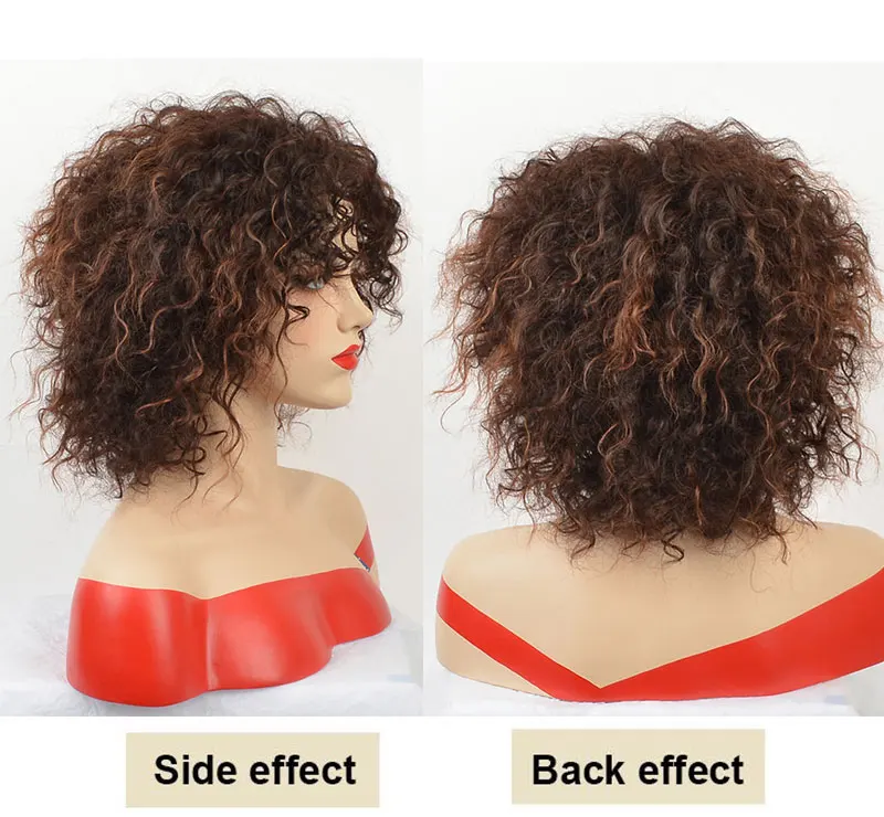 MSI wigs афро парики среднего размера для женщин Омбре коричневый цвет волос Синтетический парик с изюминкой