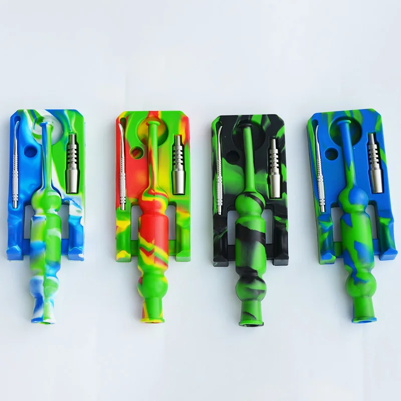 

Tobacco Smoking Silicone Pipe Cigar Pipes Concentrate Oil Pipes Smoking with Titanium Nail Silicone Nectar Collector,Random