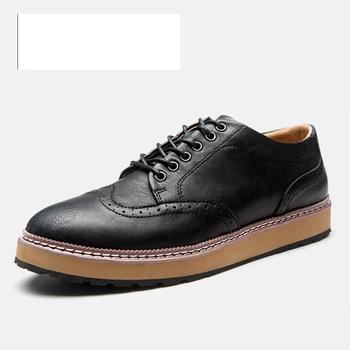 

Nice 6266 New Style Men Brogue Shoes Fashion Classic British Carving Soft PU Lace Up Thick Sole Bullock Casual Men Shoes