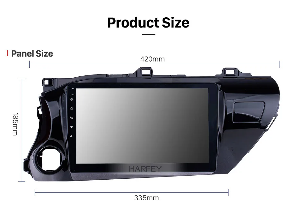 Perfect Harfey 10.1" Android 8.1 HD Autoradio Car Stereo 2 Din for TOYOTA HILUX Left Hand Driver 2016-2018 with Bluetooth GPS Navi USB 2