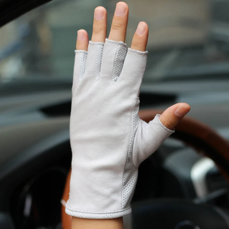 Мужские летние перчатки для водителя с защитой от солнца половина пальца ультра-тонкие короткие без пальцев Нескользящие перчатки TBWM04