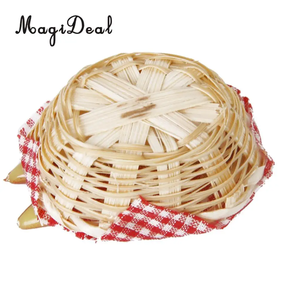 MagiDeal 1Pc Miniature Food Bread Toast with Basket Dollhouse Dining Room Bakery Pastry Kitchen Acc Pretend Play Toy