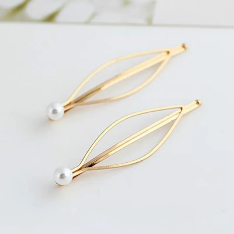 Moda Mujer Metal Perla Pasadores Barrette Clip Lateral Pelo Pasadores