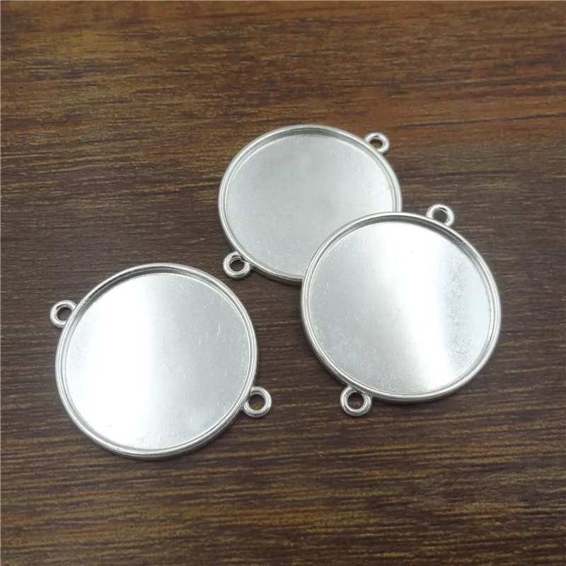 10pcs/20mm Silver Plated Connectors Necklace Pendant Setting Cabochon