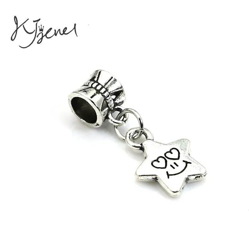 5 шт./лот тибетские покрытые серебром бусины-шармы со смайликом и звездой