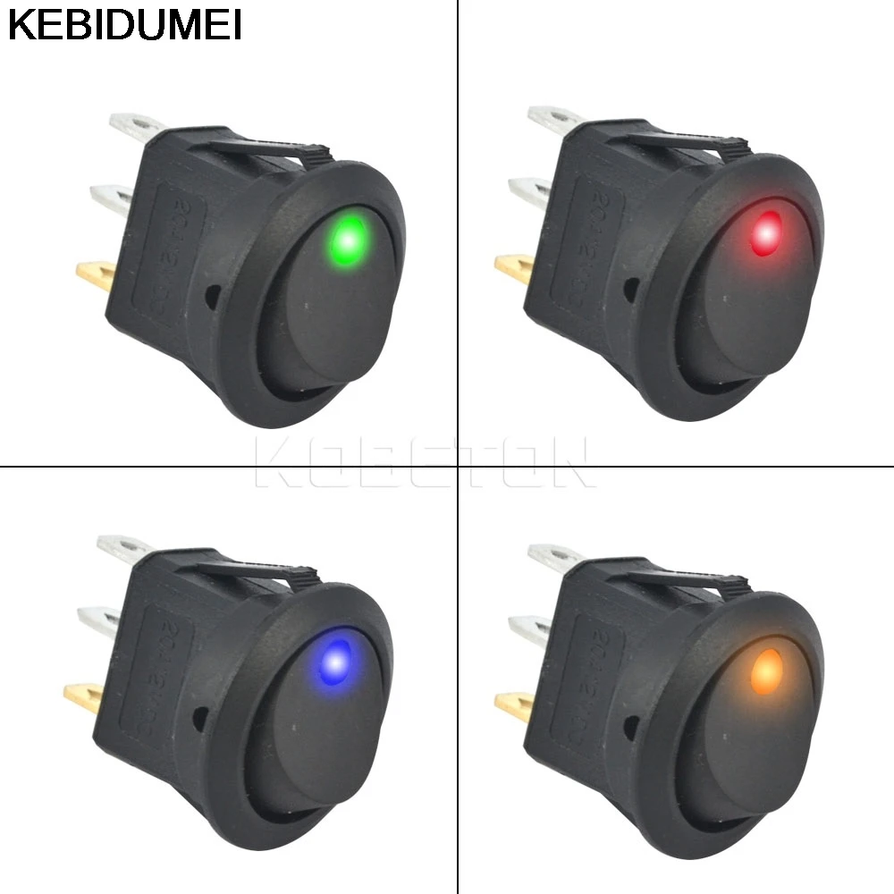 1PCS 12V SPST Switch LED Practical Dot Light Car Boat ... 6 pin round wiring diagram 