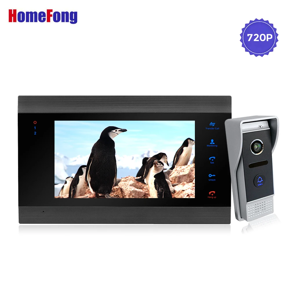 Homefong Смарт видео дверной звонок Домофон камера система 7 дюймов AHD 720p 1MP HD