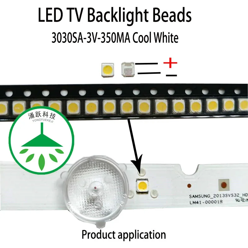 

100pcs/lot Repair led lcd tv backlight cap lamp beads 3030sa 3v 1w cool white light suitable for samsung screen