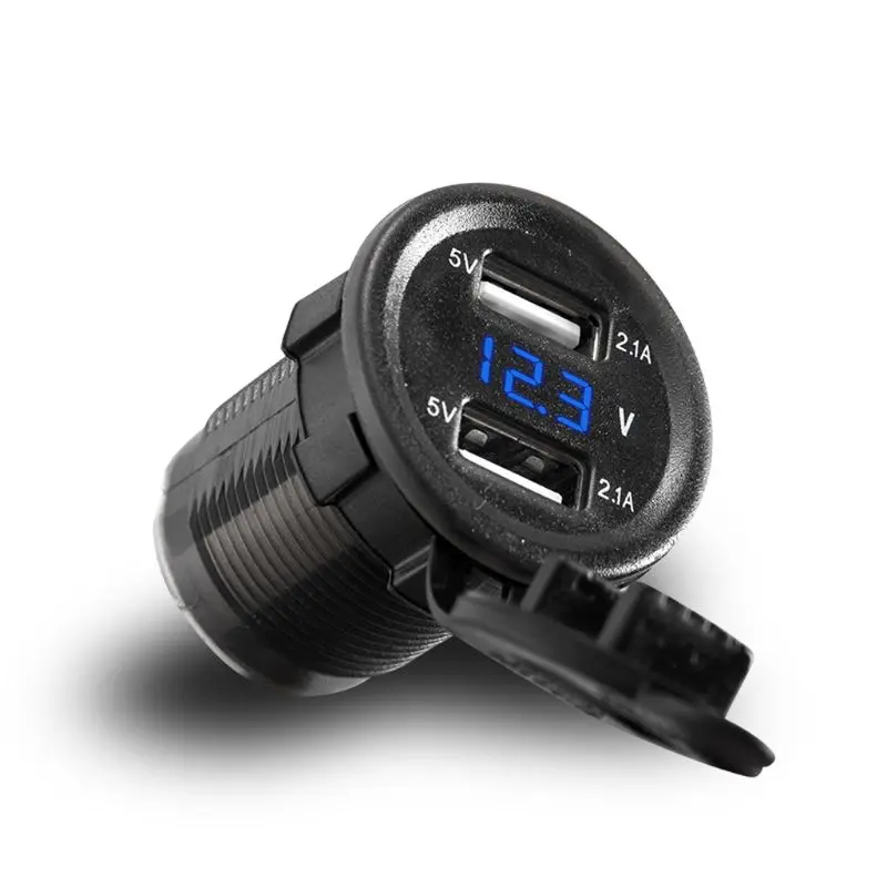 12 В 24 В Dual USB 5 V 2.1a автомобиля Зарядное устройство Мощность адаптер светодио дный вольтметр Для грузовик Boa