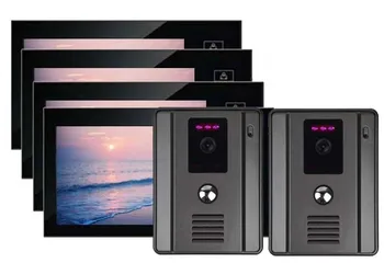 

XinSILu Luxury 7" Wired Video Door Phone Intercom System With 4 LCD Monitors+ 2 Cameras