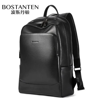 

Bostanten men's Genuine Leather Backpack OL Travel Computer Fashion bag Waterproof Large-capacity Reduce Stress Cow Leather bags