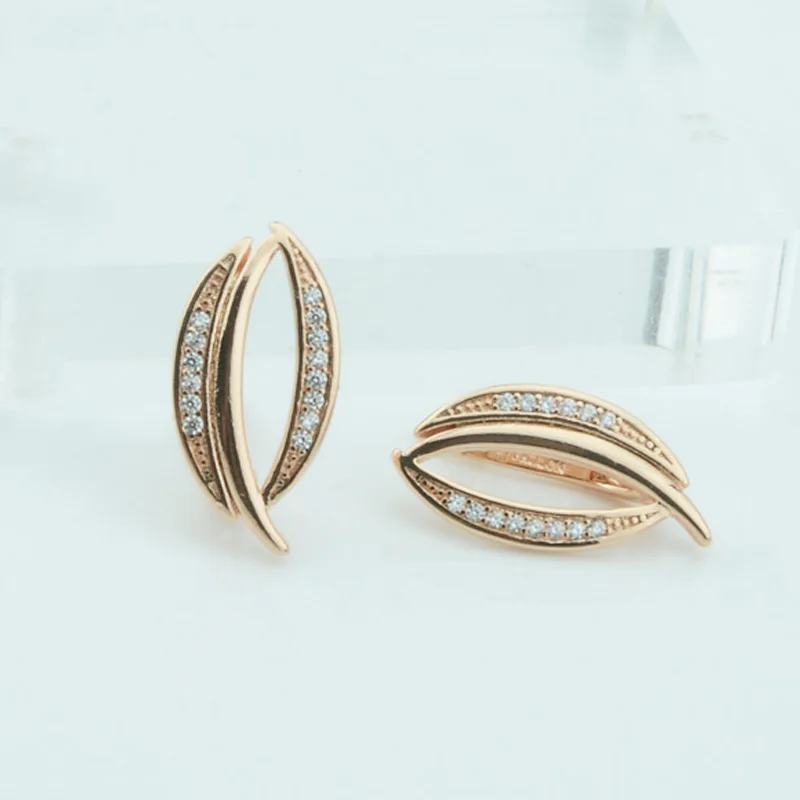 

2 Style Women Girls 585 Rose Gold Color/Rose White Color Oval Dangle Earrings
