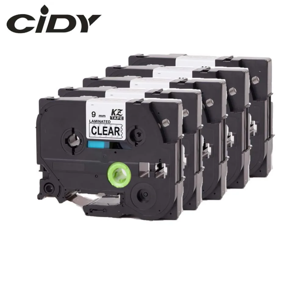 CIDY 5 rolls Black on Clear TZe121 TZe 121 P Touch Label Tape