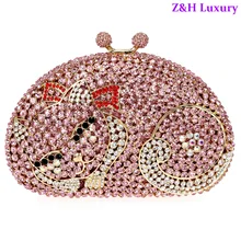 Neu Kommen Luxus Kristalle Abendkupplungen Frauen Fashion Hartes Fall-metallhandtaschen-partei Handtaschen mit Schlangenkette