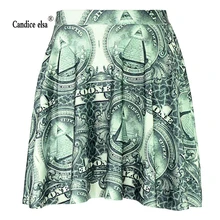 Candice Elsa женские юбки цифровая печать оптом долларовая валюта плиссированные юбки Skt1050