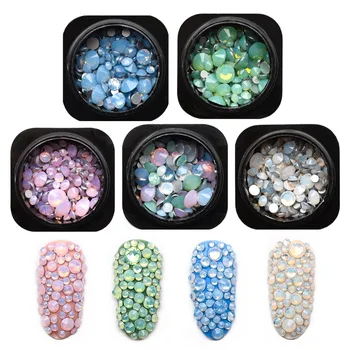

1 Bottle Mix Opal Crystal Nail Rhinestones SS4~SS20 3D Charm Glass Flatback Non Hotfix Nail Art Decorations Accessory MJZ2145