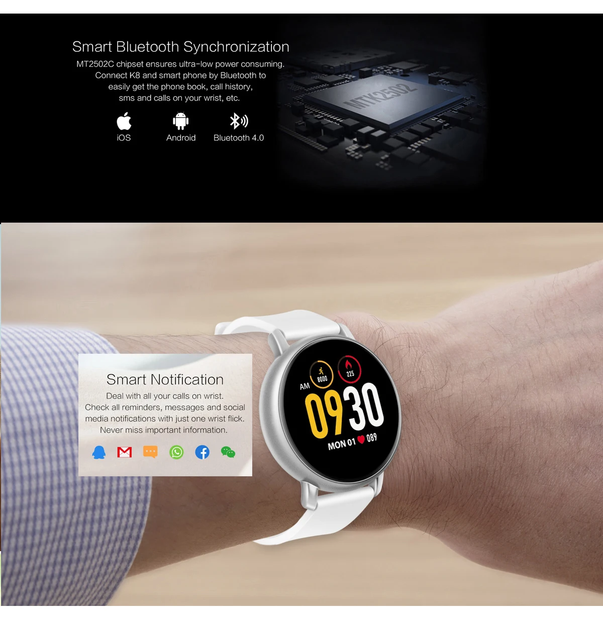 Stepfly 1,22 дюймов умный Браслет пульсометр кровяное давление смарт-Браслет фитнес-трекер Браслет