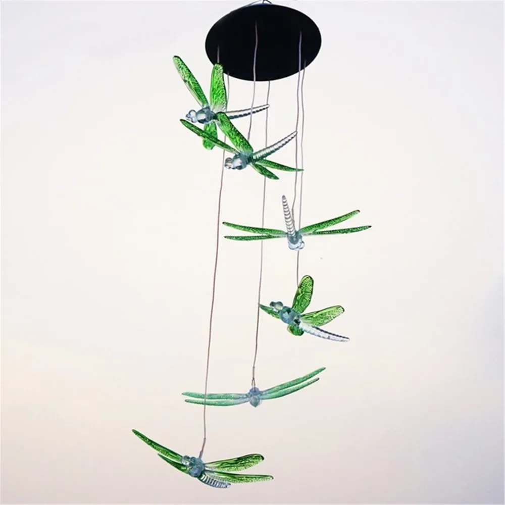 Уличный ветровой светильник s на солнечных батареях Светодиодный светильник меняющий Цвет Бабочка ветряные колокольчики садовый светильник s для Садовый светильник украшение - Испускаемый цвет: green dragonfly