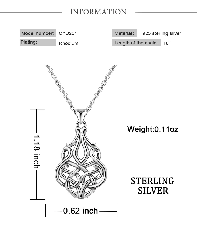 Eudora, 925 пробы, серебряная, Геометрическая линия, подвеска, ожерелье, ирландский кельтский стиль, Тканое ожерелье с узлом, хорошее ювелирное изделие для женщин, подарки D201